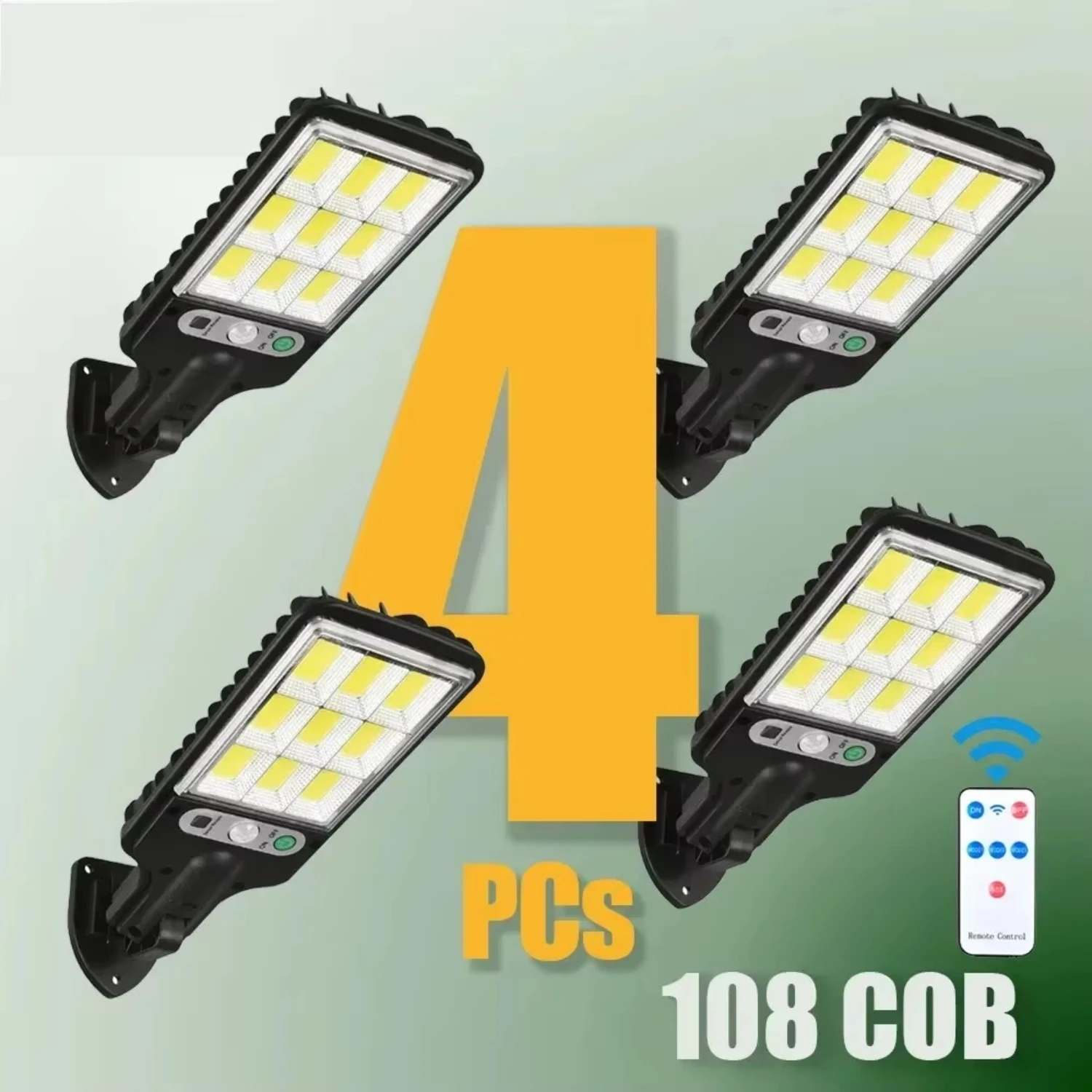 1~4pcs 108 COB Sensor Solar Outdoor Wall Lamp- Waterproof Security Garden Street Light