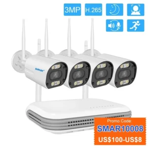 2025 Wireless Wifi Camera Kit 3MP Two Way Audio AI Face Detect Outdoor Security Camera 8CH NVR Video Surveillance System ICSEE