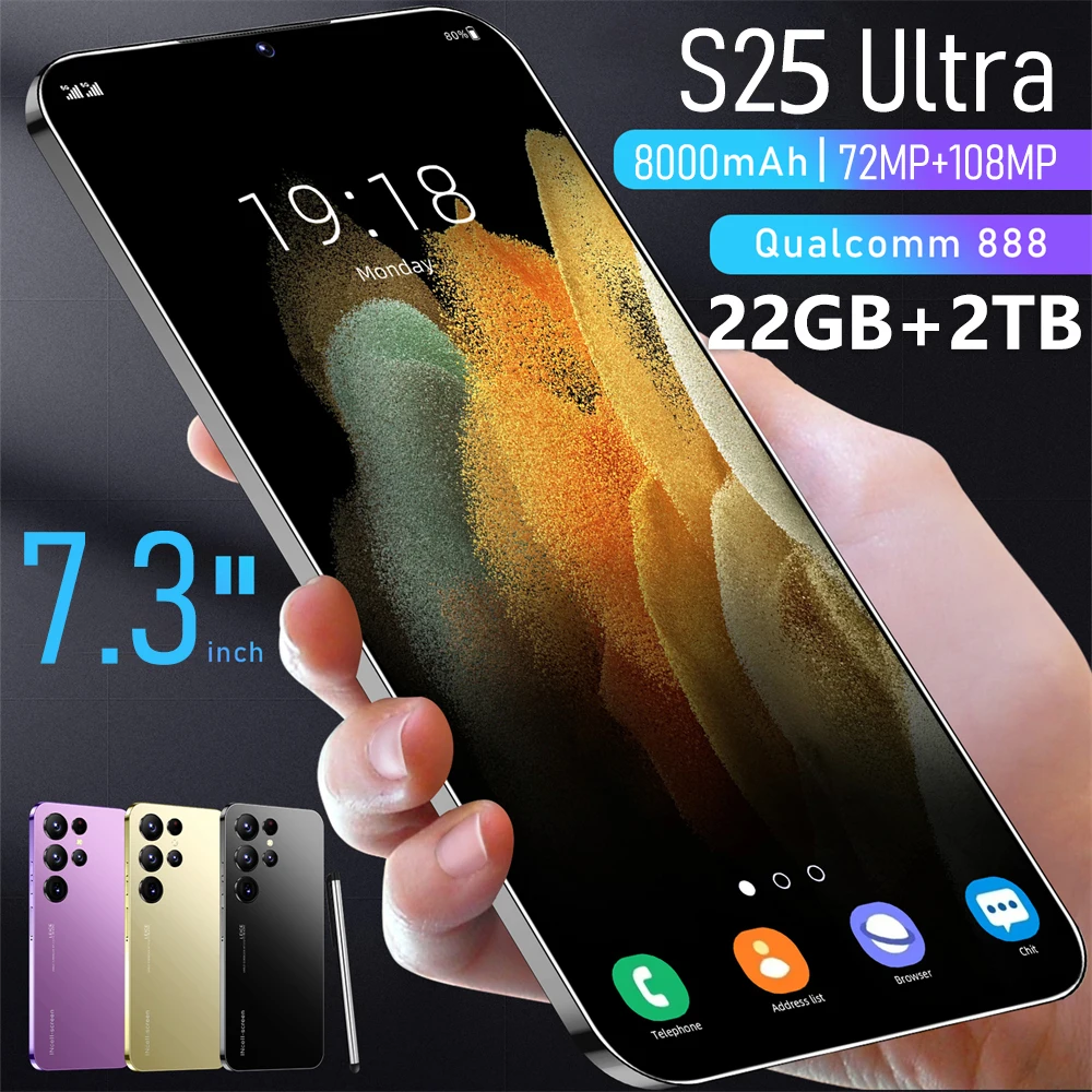 S25 Ultra New smartphone 5G 7.3-inch high-definition Android 14 Snapdragon 8gen3 10core dual SIM phone 7800mAh unlocking phone