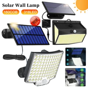 Solar Light Outdoor Waterproof with Motion Sensor Floodlight Remote Control 3 Modes for Patio Garage Backyard Solar Lamp