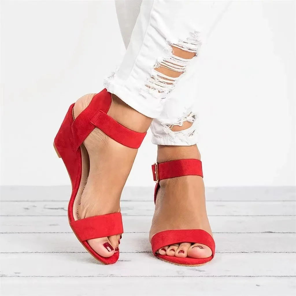 Summer Women’s Sandals Fashion Open Toe Wedge Casual Shoes Women Plus Size Wedge High Heel Sandals Peep Toe Female 35-43