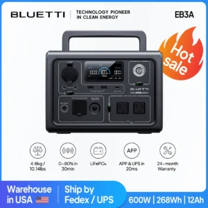 [US Plug] BLUETTI EB3A 600W 268Wh Portable Power Station LiFePO4 Battery Solar Generator Camping Fishing RV UPS Power Bank