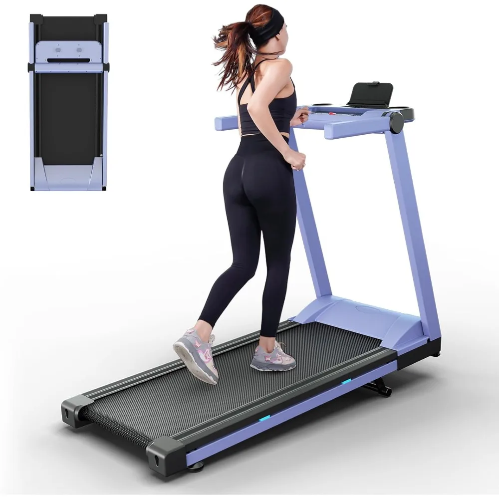 3.5HP Foldable Treadmill with Incline, 350 LBS Capacity Treadmill with LED, 0.6-10 mph Folding Treadmill Bluetooth Connectivity