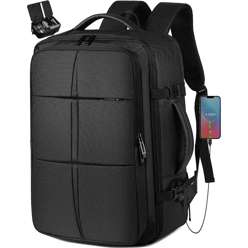 40L Large Backpack Flight Approved Waterproof Business Weekend Suitcase Luggage Large Backpack Fits 17.3 Inch Laptop Men