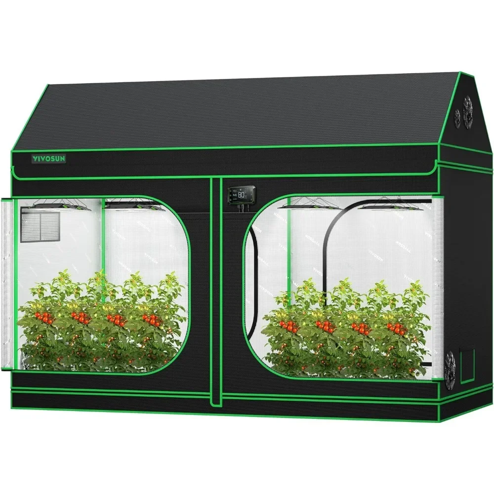 Grow Tent, 96″x48″x72″ Roof Cube Tent with Observation Window and Floor Tray for Hydroponics Indoor Plant
