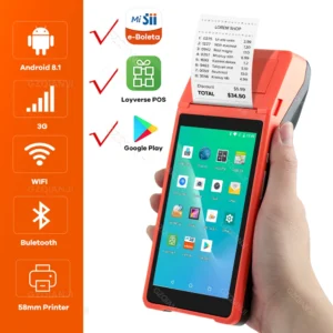 Handheld POS PDA Terminal Bulit-in 58mm Receipt Bill Printer 3G Network Bluetooth Android 8.1 PDA 5.5inch Touch Screen Wifi