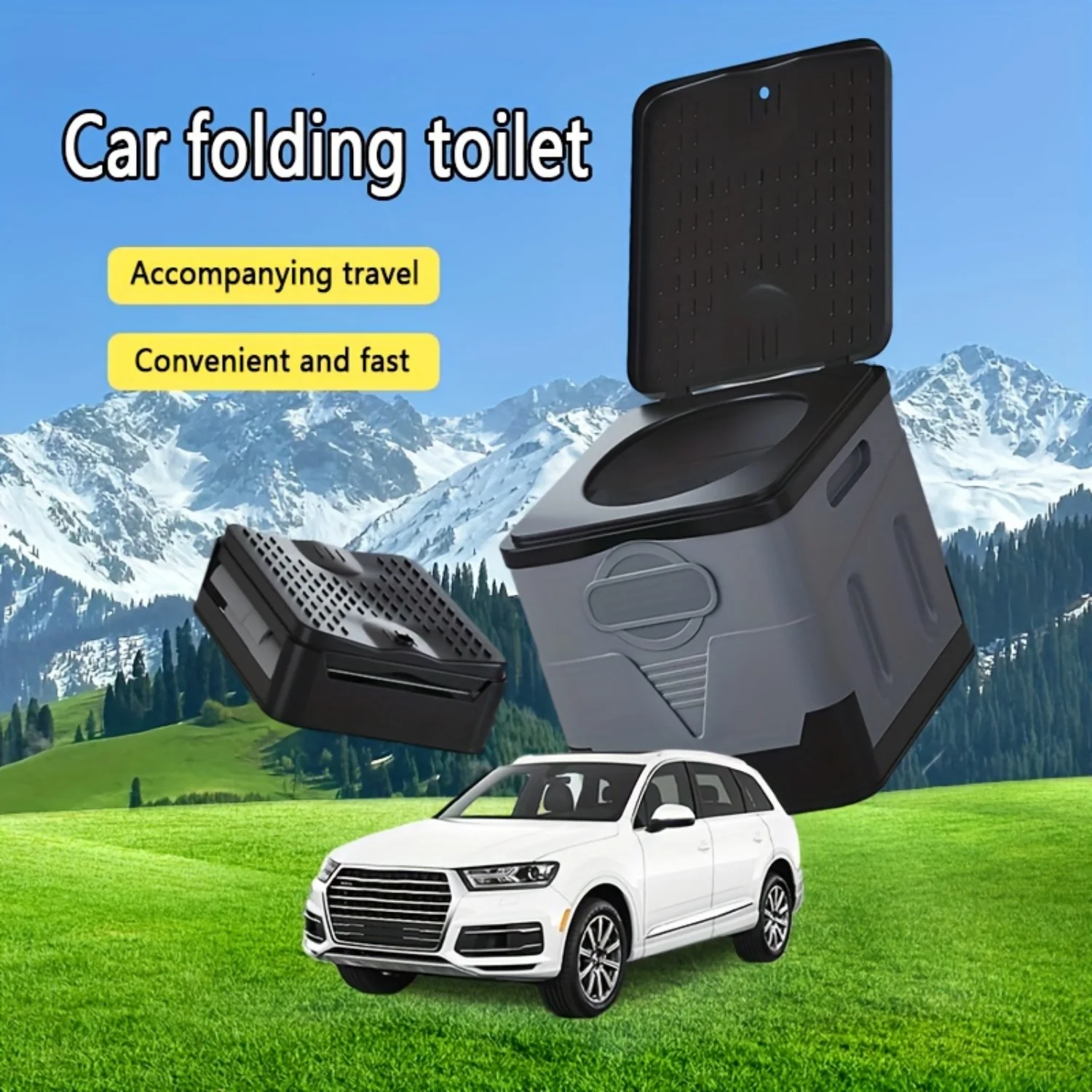 Portable Toilet for Outdoor Activities – Foldable and Movable Car Toilet for Camping, Hiking, and Trekking
