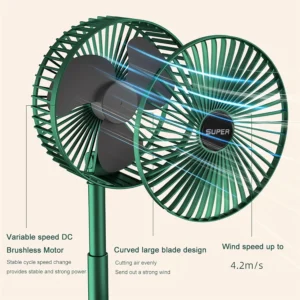 Telescopic Folding Fan - 2000mAh New Portable USB Rechargeable Collapsible Desk Fan for Travel, Silent Stand  Fan Wireless Foldi