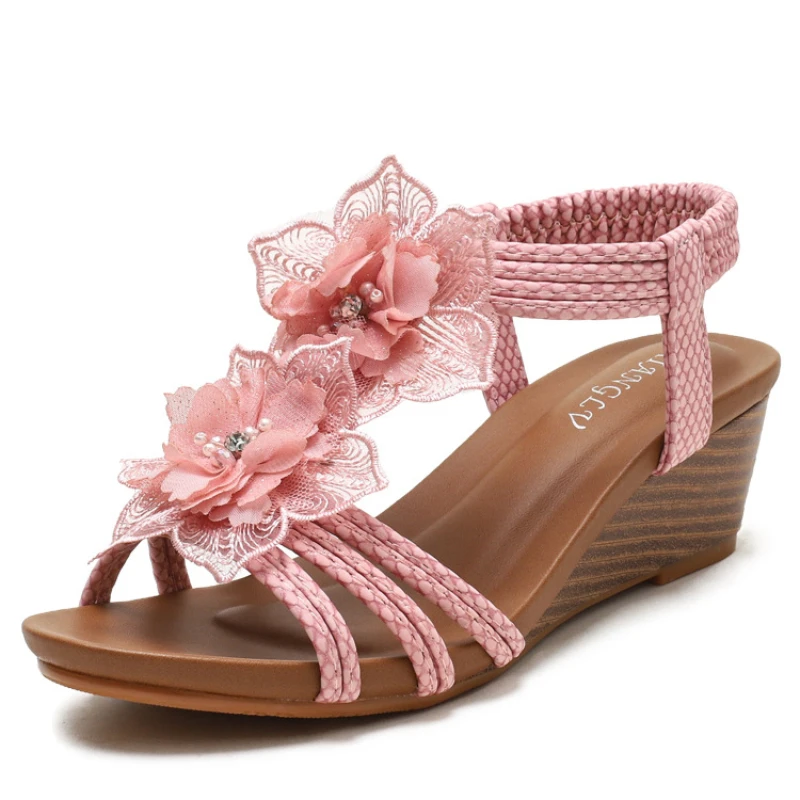 Women’s Shoes 2023 Fashion Summer Retro Flower Sandals Large Size Women’s Shoes Beach Shoes