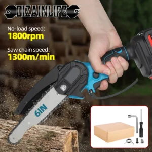 Mini Chainsaw 6-Inch Portable Cordless Woodworking Chainsaw Handheld Chainsaw Power Tool For Makita 18V Battery