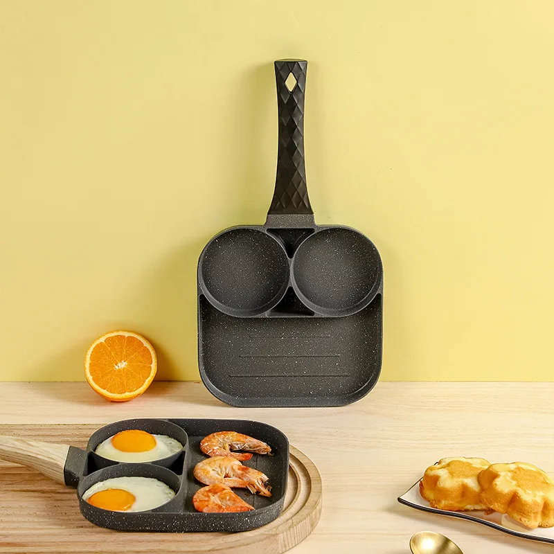 Non-Stick Breakfast Pan Three-In-One Non-Stick Pan Multi-Function Omelette Pan Artifact Induction Cooker Flat Bottom Small Fry