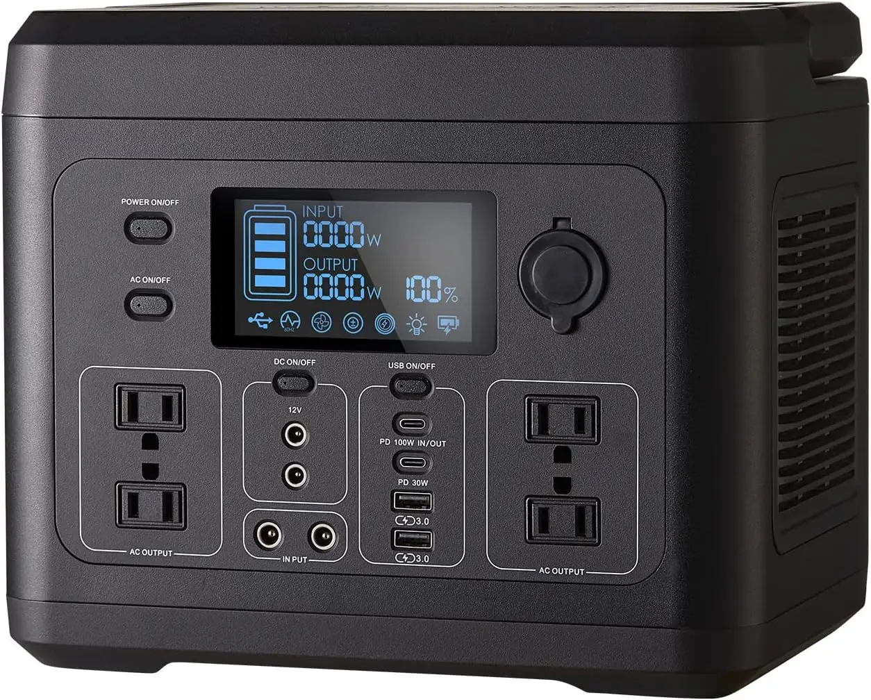 Portable Power Station 700W 716Wh LiFePO4 Backup Battery 4 AC Outlet 2 Wireless Charging Outdoor Solar Generator Power Station