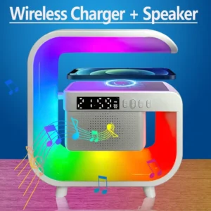 RGB Light Wireless Charger Stand Pad Multi Bluetooth 5.0 Speaker FM Alarm Clorck For iPhone Samsung Xiaomi Fast Charging Station