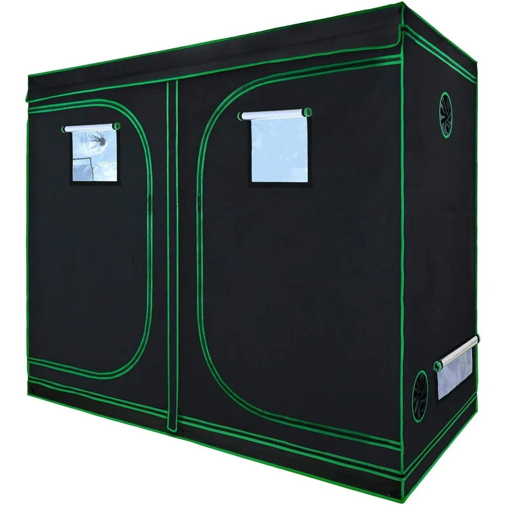 Reflective Polyester Film Hydroponic Planting Tent with Observation Window, Waterproof Floor Tray, 96x48x80 Inch