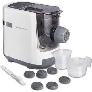 Electric Pasta Maker & Noodle Machine with 7 Molds for Spaghetti & Fettucine and More, Makes 2-3 Servings in 15 Minutes, White