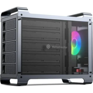 5 Bay RAID Hard Drive Enclosure, Aluminum 2.5"& 3.5" SATA HDD/SSD External Enclosure with RGB Fan, Support 90TB