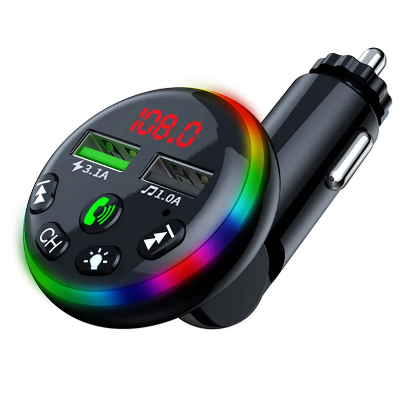 Car FM Transmitter Dual USB Fast Charging Phone Charger Adapter Wireless Handsfree Calling Car Kit MP3 Player