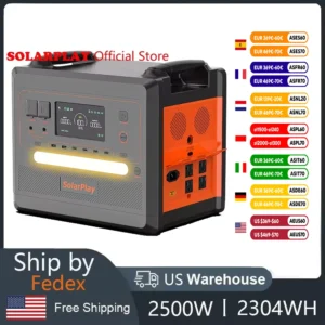 SOLARPLAY Portable Power Station 2500W/2300Wh Solar Generator with 4 AC Outlets (4800W Peak) Large Capacity Emergency Power