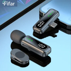 FIFAR Wireless Lavalier Lapel Microphone Portable Noise Reduction Audio Recording For iPhone Android PC
