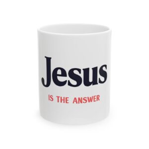 Inspirational Ceramic Mug for tea Lovers, Gifts for Christians, Motivational Drinkware, Jesus Is The Answer Cup, Faith-Based Office Mug
