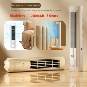 Bladeless Tower Fan 1200mAh Portable Desk Fan Table Fan Mini Vertical Air Conditioner  USB Rechargeable for Home Dorm