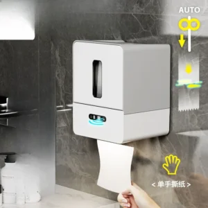Smart Sensor Tissue Dispenser Auto Electric Wall-Mounted Bathroom Paper Holder Touchless Toilet Roll Machine for Home/Hotel