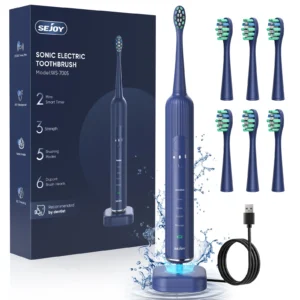Sejoy Sonic Toothbrush Rechargeable  Ultra Whitening Electric Toothbrush 8 Brush Heads Wireless Charging 5 Modes Smart Timer