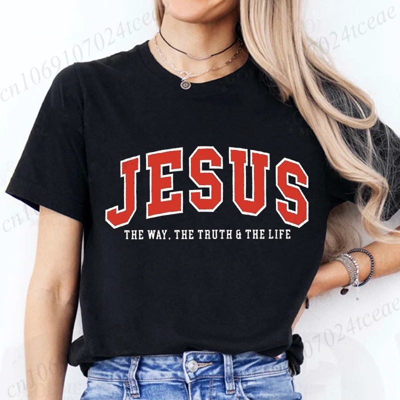 New Harajuku Funny Jesus T Shirt Fashion Women Shirt The Way The Truth The Life Tops Short Sleeves T-shirt Ladies Casual Tee Top