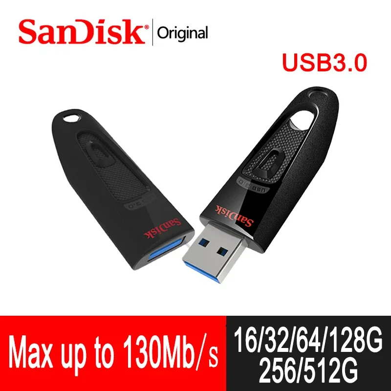 Original SanDisk CZ48 USB3.0 Flash Drive 512GB 256GB 128GB 64GB 32GB Max up to 130Mb/s USB Flash Stick Disk For PC