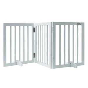 SucceBuy Free Standing Dog Gate Freestanding Pet Gate 3 Panels Foldable Dog Gate for Narrow Passageways Expandable Dog Barrier
