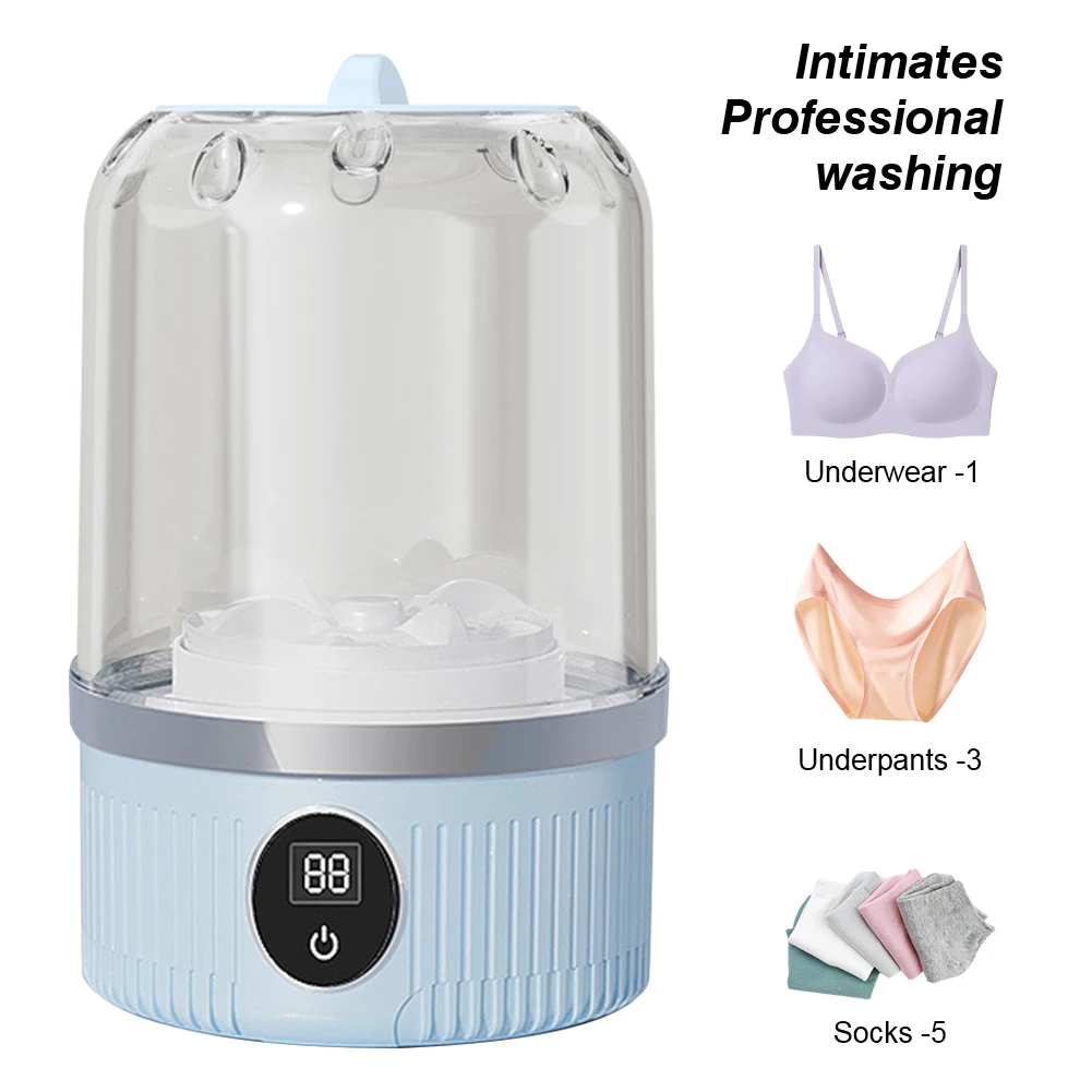 Cordless Small Washing Machine Rechargeable Automatic Laundry Cup Portable Washing Machine for Travel Home and Dormitory