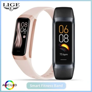 LIGE Amoled Smart Watch Men 2025 Smart Band Women Heart Rate Blood Smartwartch Waterproof Smart Bracelet Sport Fitness Tracker