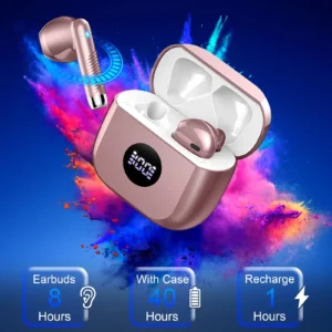 Wireless Earbuds, Bluetooth 5.3 Ear Buds LED Power Display Headphones, in-Ear Noise Cancelling Mic, 40H Playback.