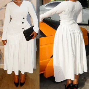 Women s Plus Size Maxi Dress with Short Sleeves and Empire Waist Detail Elegant Long Flowy Dress for Special Occasions