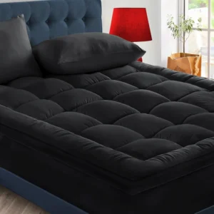 Comfortable black mattress, hotel quality, soft and breathable, filled with ultra-fine fibers, machine washable, 8-21 deep pocke