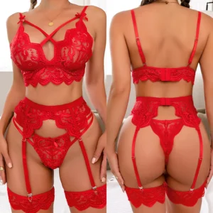 Sexy Erotic Lingerie Women Bra And Panty Garters 3pcs See Through Lingerie Sets Sexy Women’s Underwear Set Female Sexy Costumes