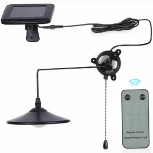 Solar Pendant Light 2 Control Modes 8 LED Solar Shed Light with Remote Control and Pull Cord Switch for Indoor Outdoor