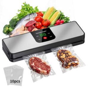 Vacuum Sealer Machine, Fully Automatic Rechargeable Food Vacuum Sealer With 2000mAh Battery And 10 Vacuum Bags, Cordless Dry & Moist Food Sealer For Home Kitchen, Meal Prep, Camping And Picnics