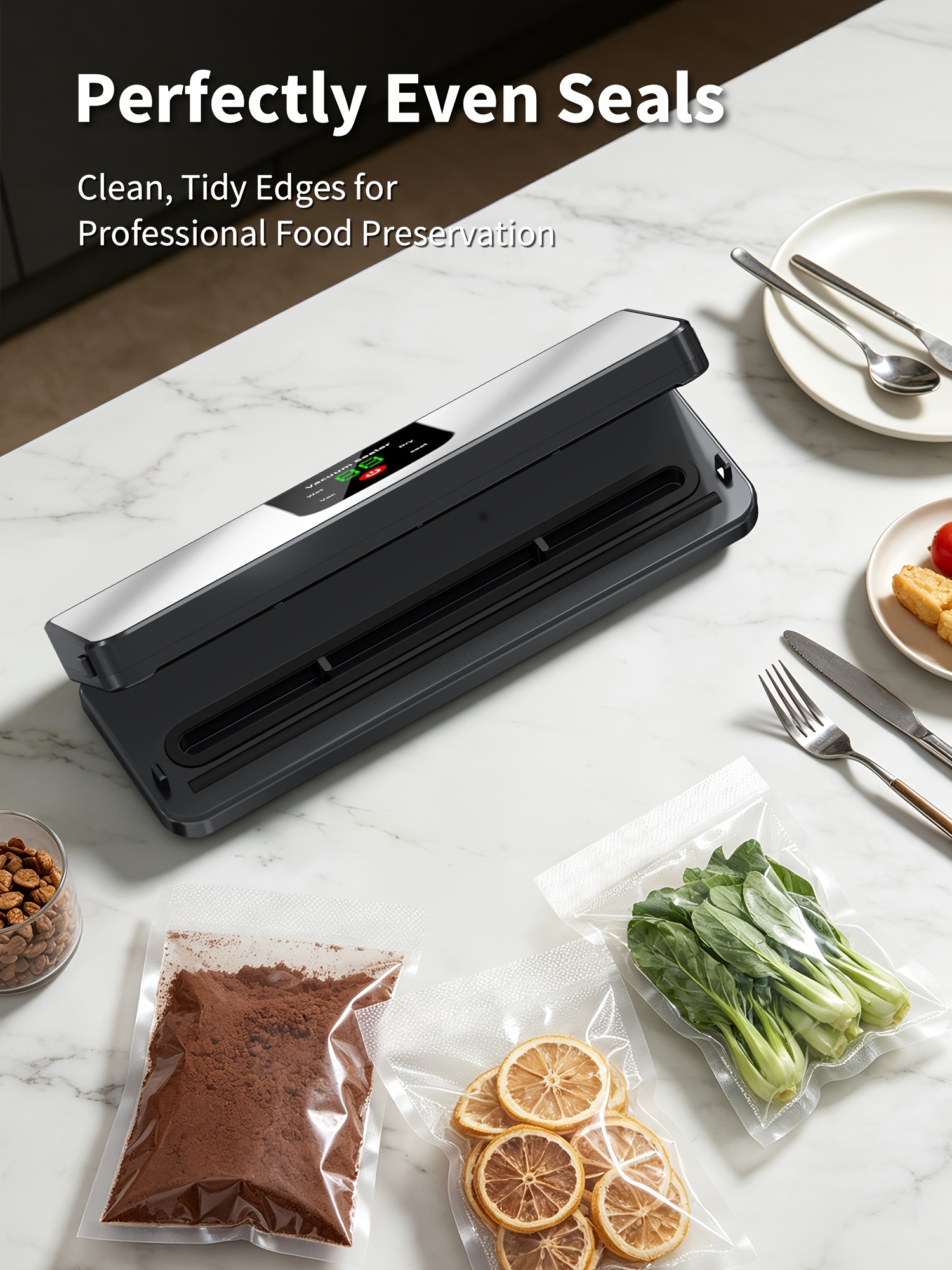Vacuum Sealer Machine, Fully Automatic Rechargeable Food Vacuum Sealer With 2000mAh Battery And 10 Vacuum Bags, Cordless Dry & Moist Food Sealer For Home Kitchen, Meal Prep, Camping And Picnics