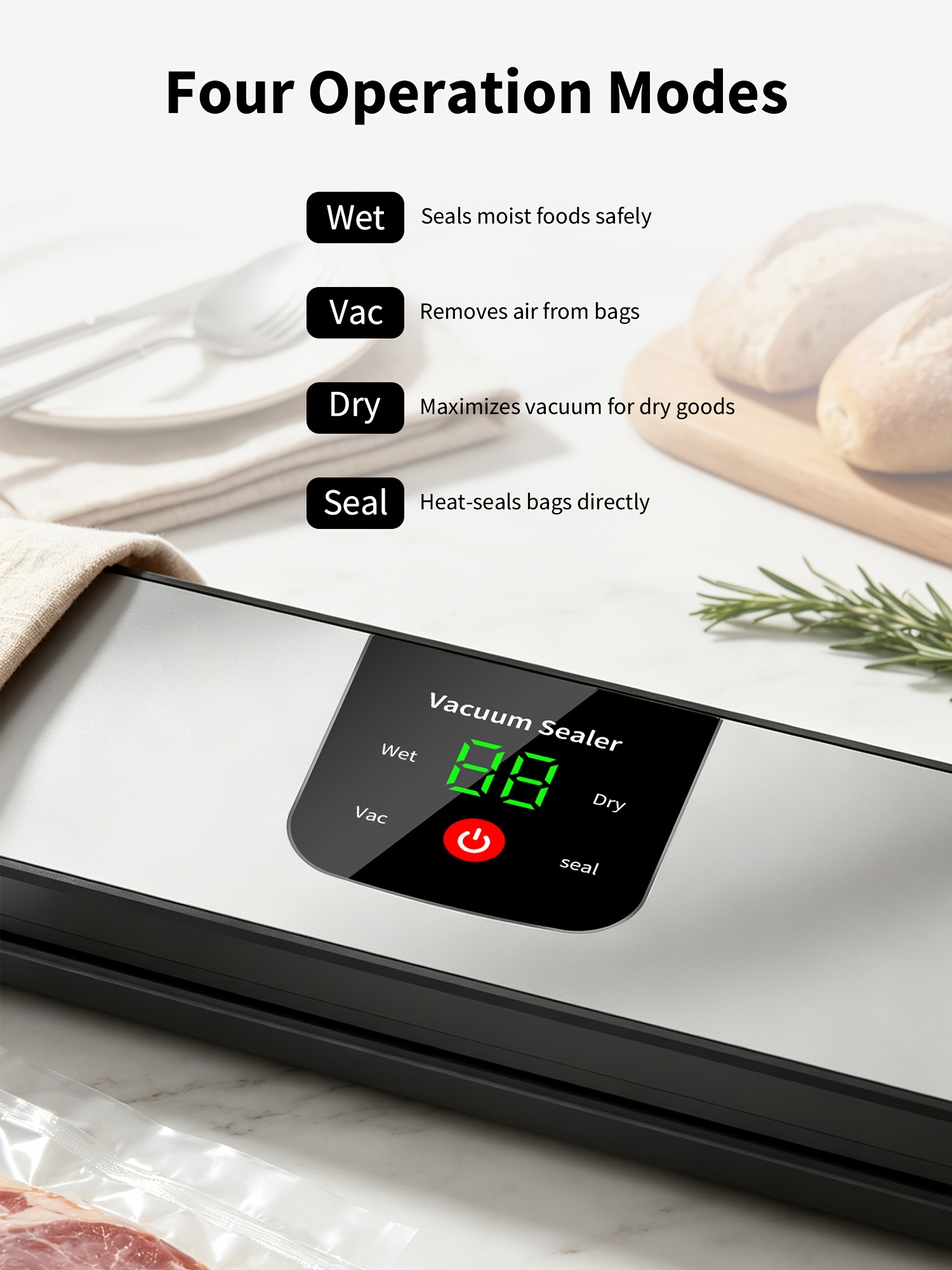 Vacuum Sealer Machine, Fully Automatic Rechargeable Food Vacuum Sealer With 2000mAh Battery And 10 Vacuum Bags, Cordless Dry & Moist Food Sealer For Home Kitchen, Meal Prep, Camping And Picnics